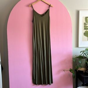 NWT green Maxi Dress with slit on sides.
